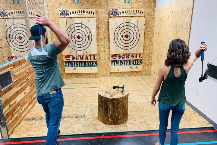 people axe throwing